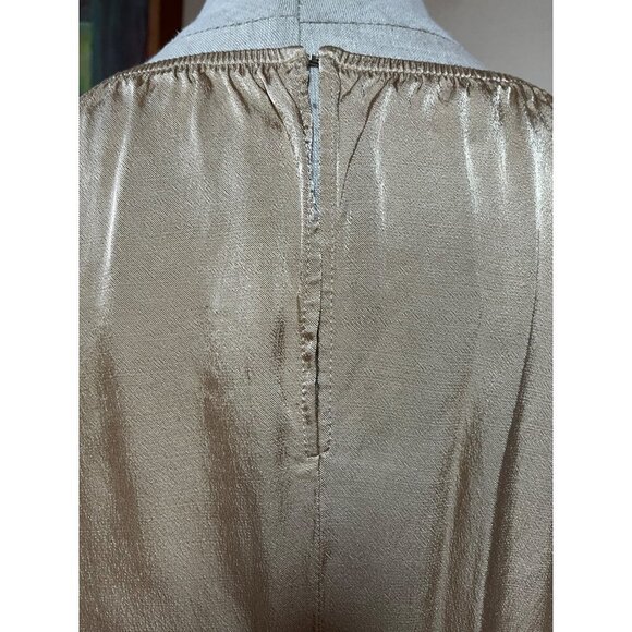 Muche Muchette Champagne Satin Mini Dress Puff Sleeve Ruffles One Size - Picture 7 of 9